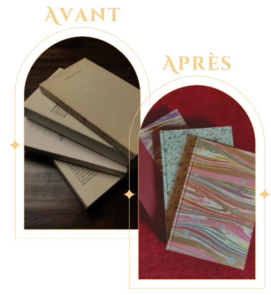résultat reliure avant après librairie café marvejols